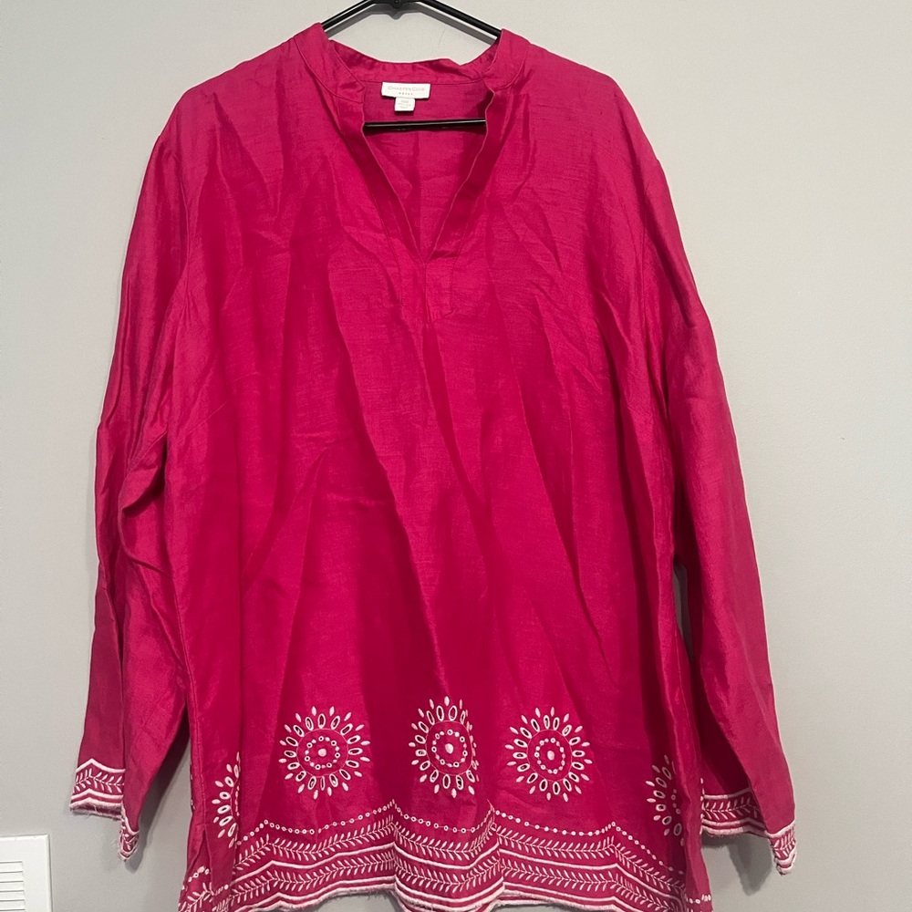 Charter Club Fuchsia Embroidered Tunic